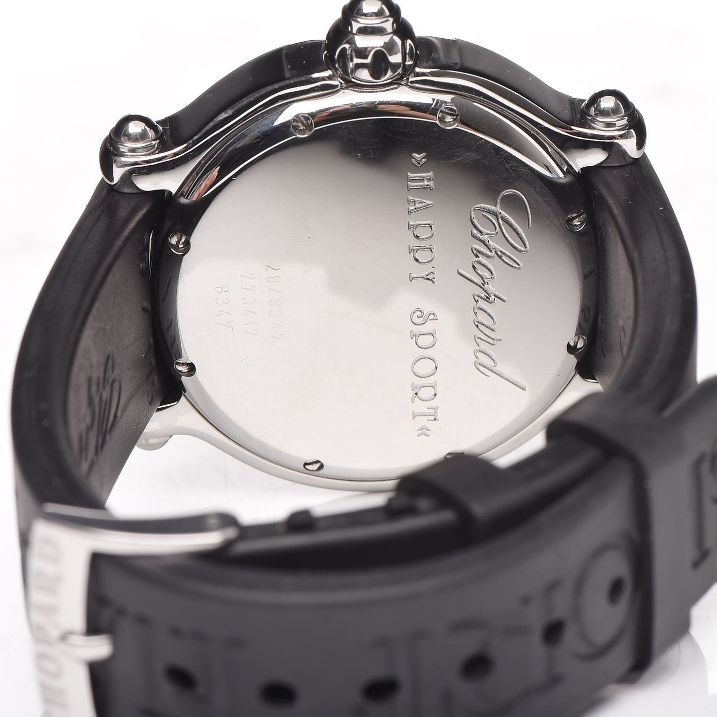 Stainless Steel Rubber Diamond 38mm Happy Sport Fish Quartz Watch Black