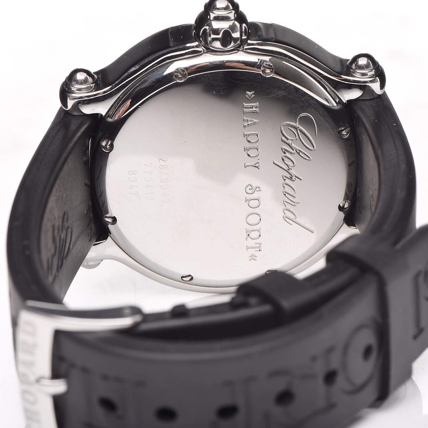 Chopard Stainless Steel Rubber Diamond 38mm Happy Sport Fish Quartz Watch Black 5 of 9
