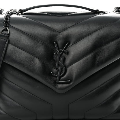 Saint Laurent Calfskin Y Quilted Monogram Monochrome Small Loulou Chain Satchel Black 8 of 15