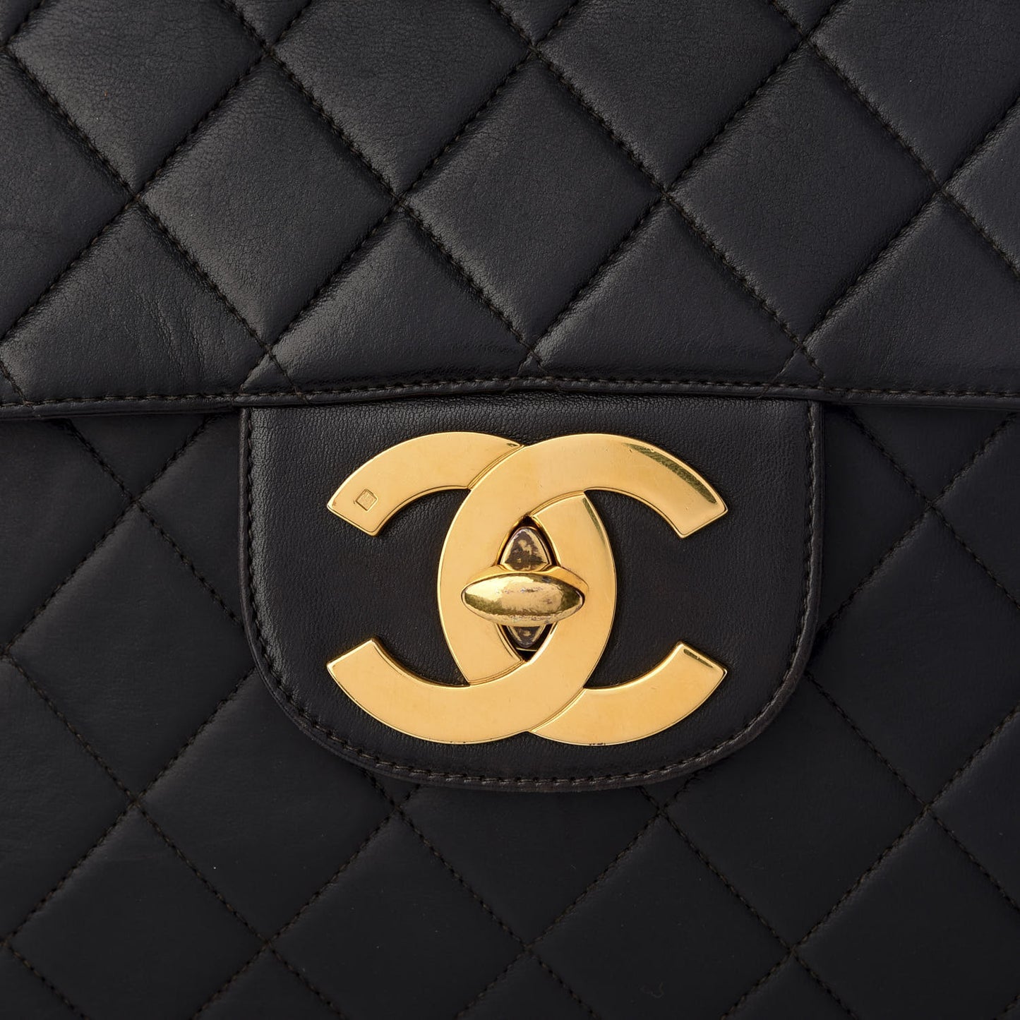 Lambskin Quilted XL Jumbo Single Flap Black