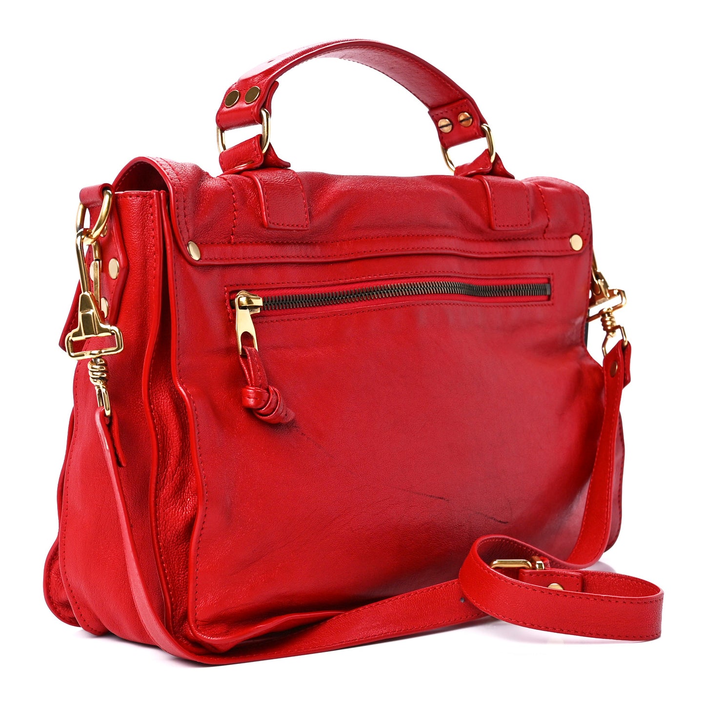 Lambskin Medium PS1 Satchel Bright Red