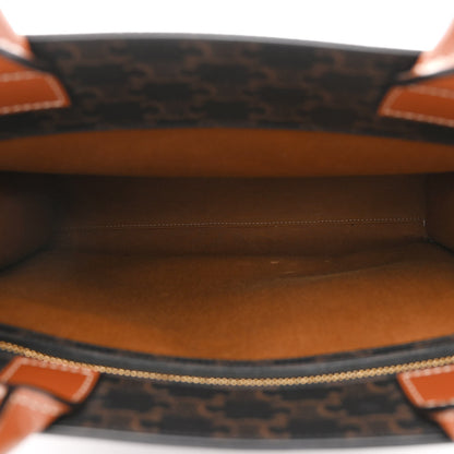 Celine Triomphe Canvas Calfskin Small Vertical Cabas Tan 5 of 9
