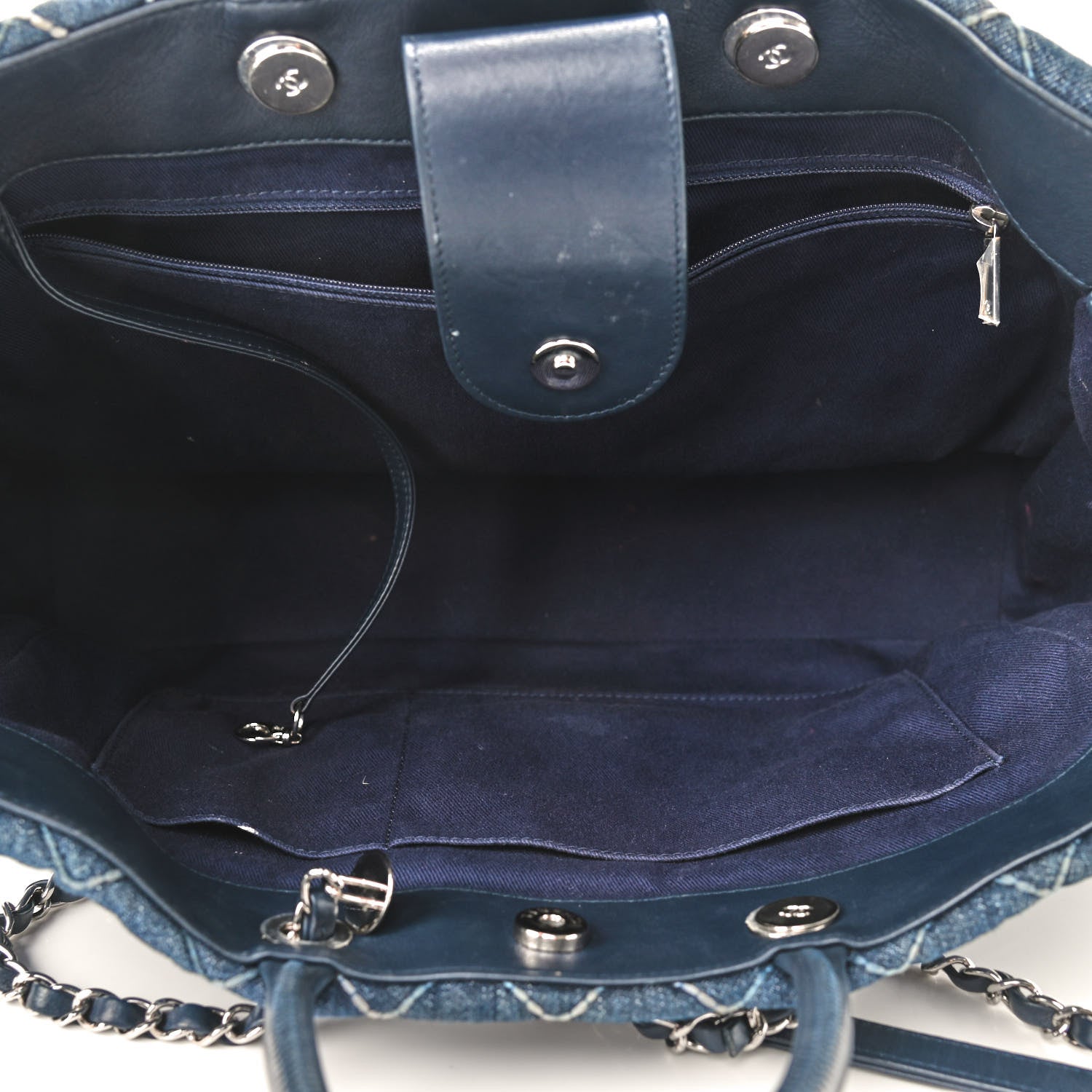 Chanel Denim Quilted Medium Coco Handle Shopping Tote Blue 5 of 13