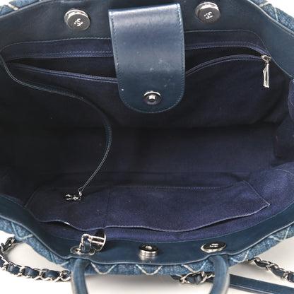 Chanel Denim Quilted Medium Coco Handle Shopping Tote Blue 5 of 13