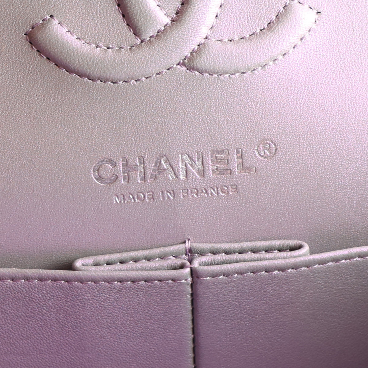 Chanel Iridescent Calfskin Quilted Small Double Flap Light Purple 6 of 10