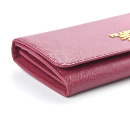 Prada Saffiano Metal Continental Flap Wallet Peonia 6 of 10