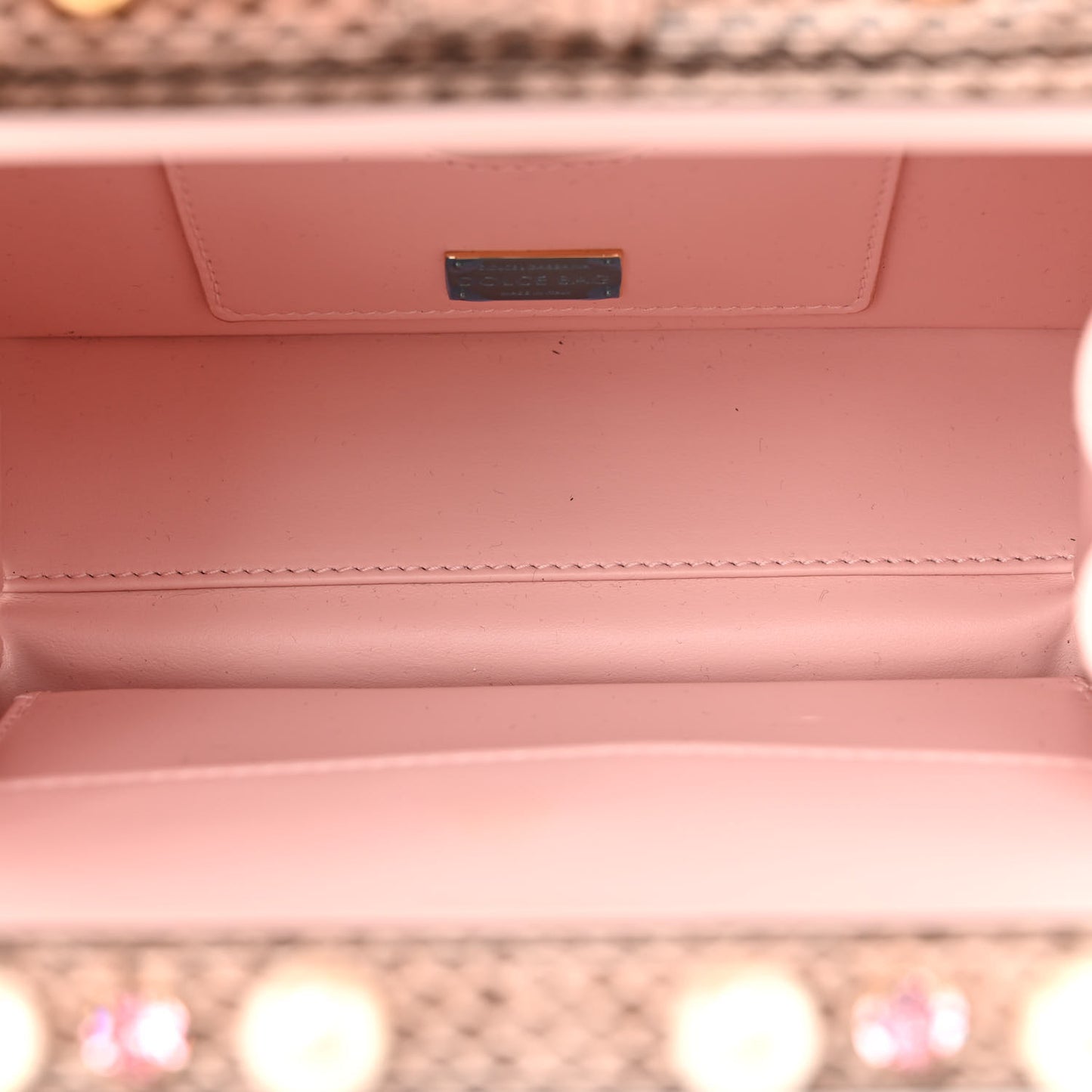 PVC Snakeskin Effect Pearl Crystal Tropical Rose Lily Box Bag Pink