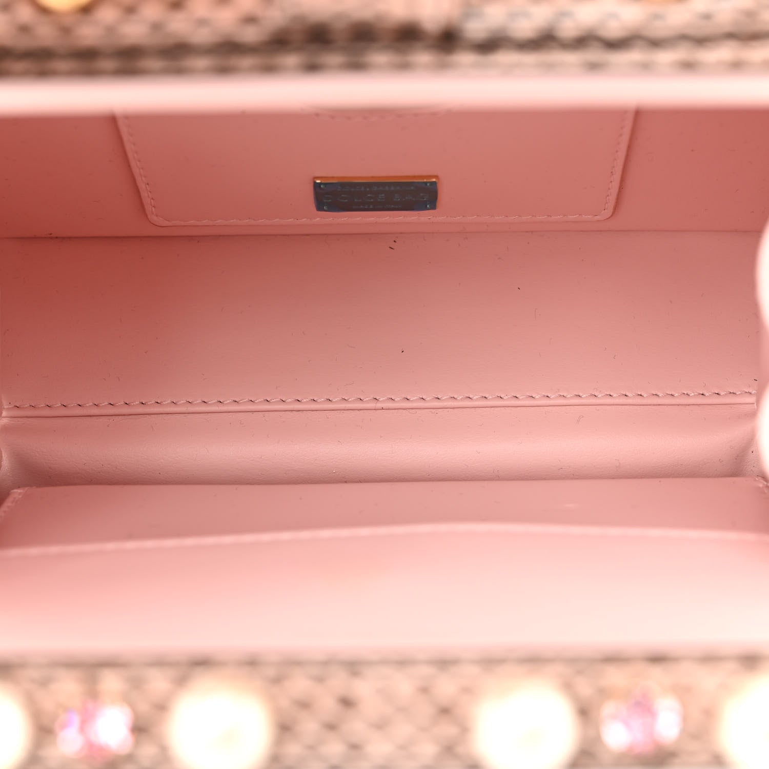 Dolce & Gabbana PVC Snakeskin Effect Pearl Crystal Tropical Rose Lily Box Bag Pink 5 of 13