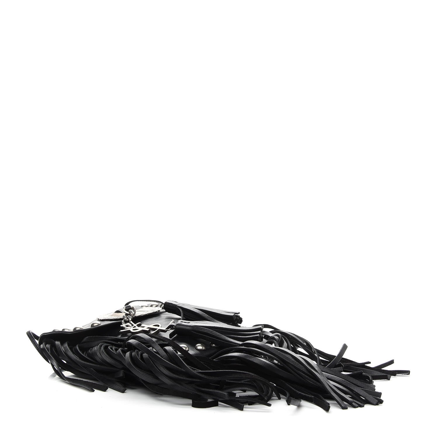 Saint Laurent Calfskin Fringe Small Studded Anita Crossbody Bag Black 4 of 9