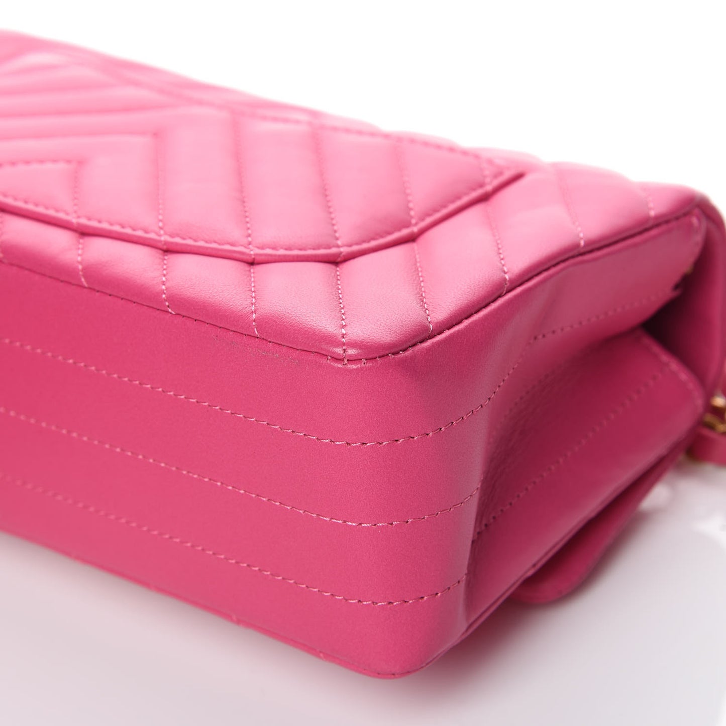 Lambskin Chevron Quilted Mini Rectangular Flap Pink