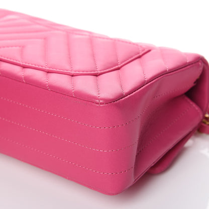Chanel Lambskin Chevron Quilted Mini Rectangular Flap Pink 10 of 12