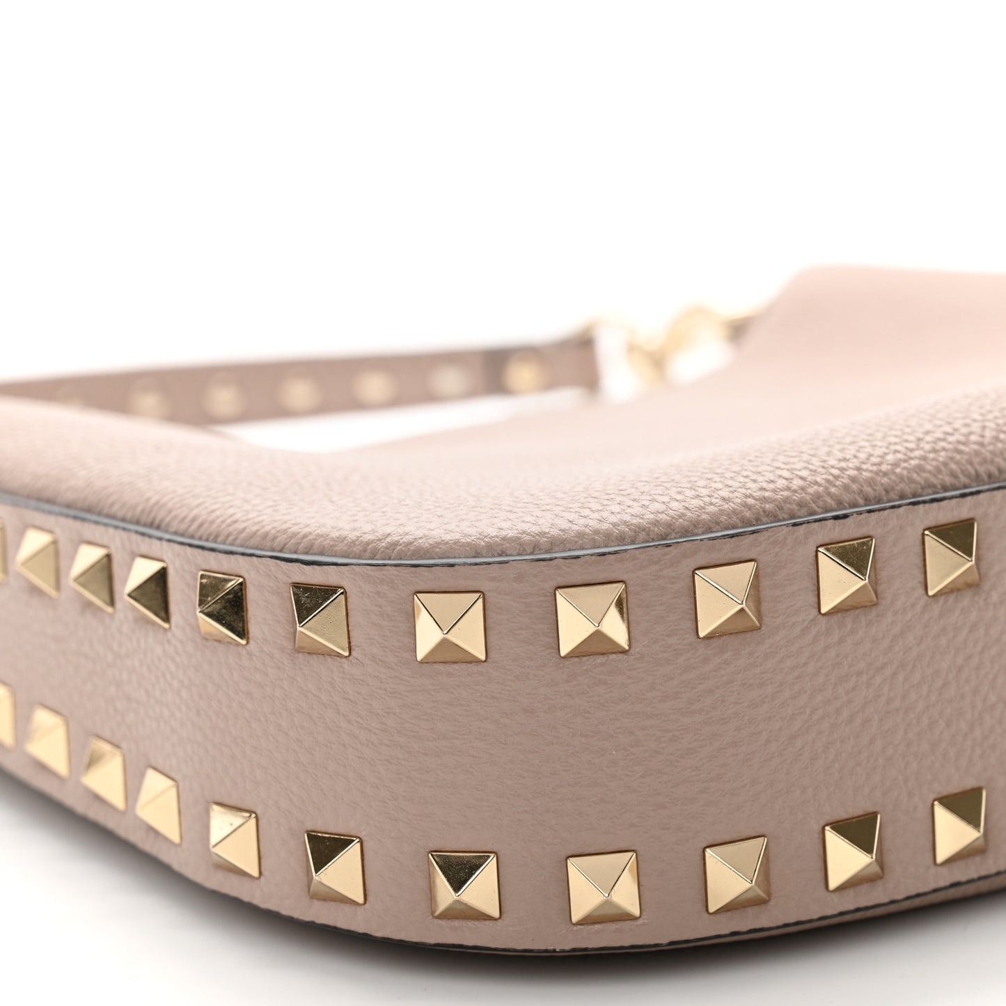 Grainy Calfskin Mini Rockstud Hobo Poudre