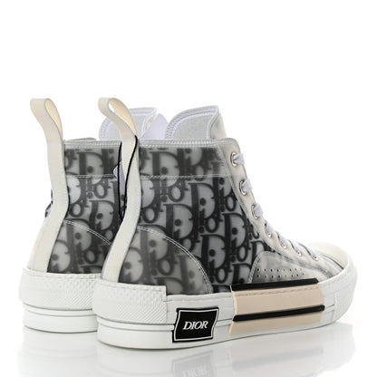 Christian Dior Technical Canvas Oblique Mens B23 High Top Sneakers 39 White Black 4 of 8