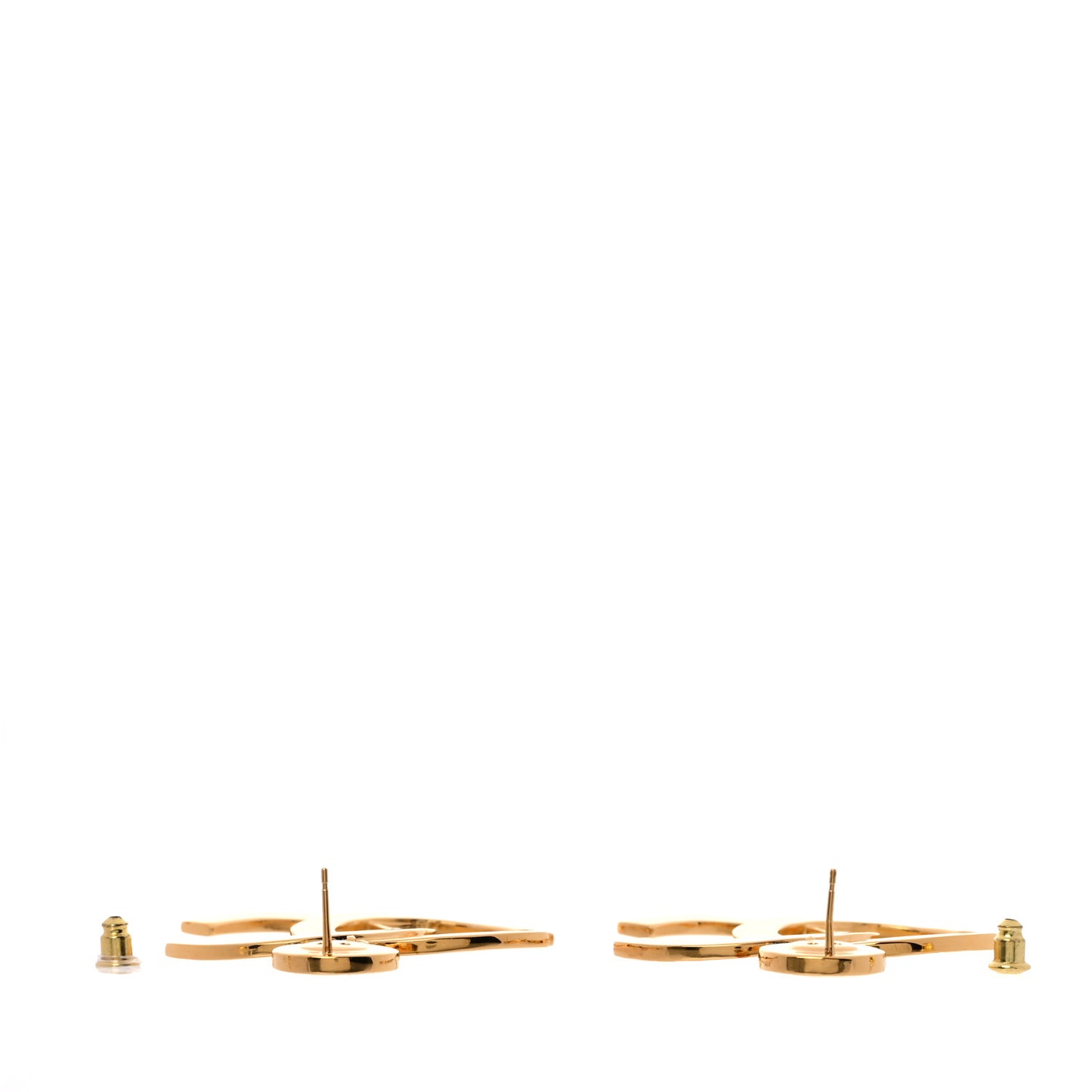 Metal Large Paris Button Earrings Gold