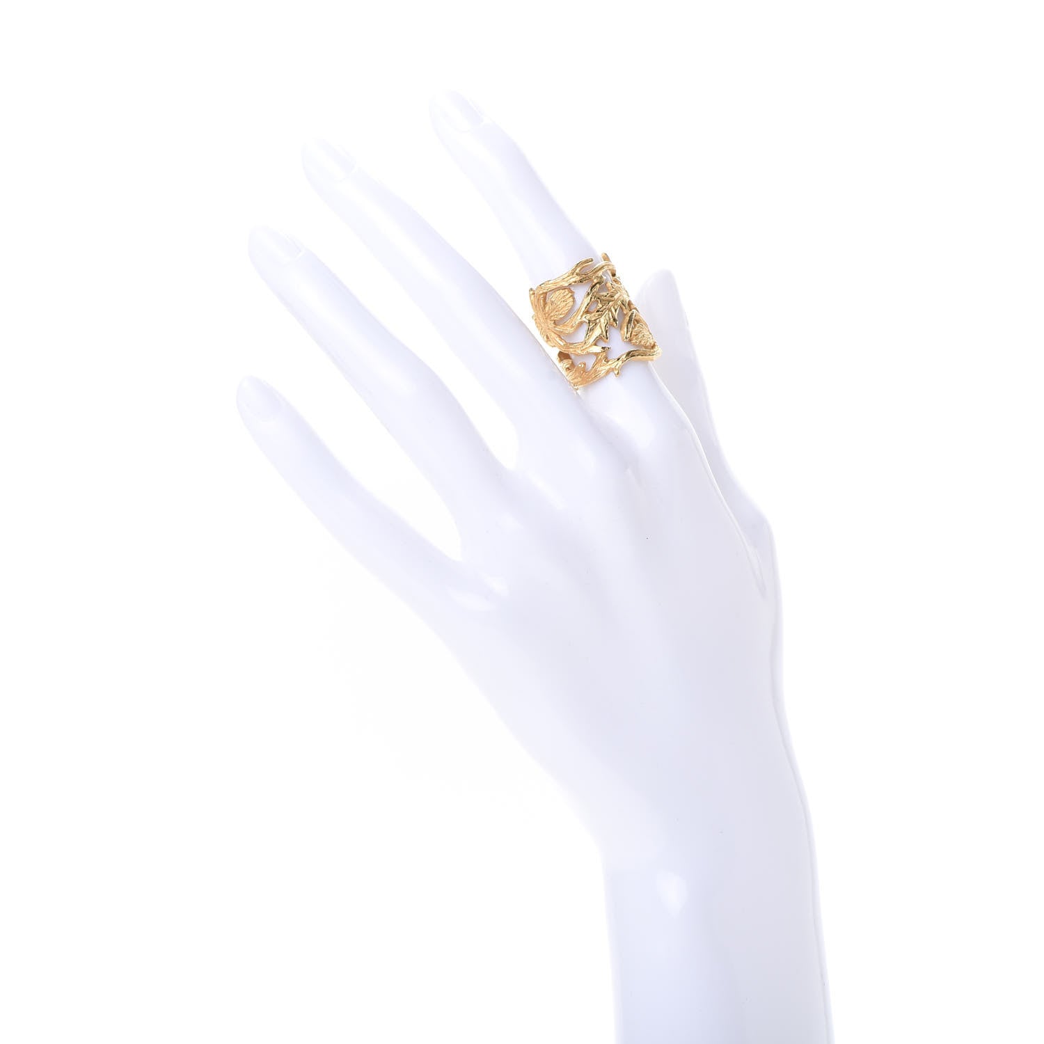 Christian Dior Metal Leaves Ring 5.5 Gold 2 of 6