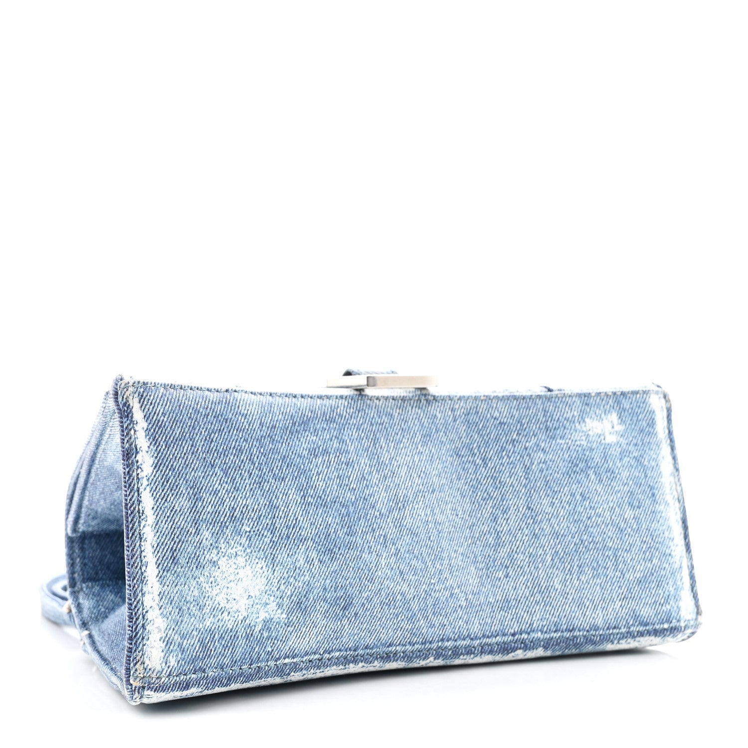 Balenciaga Nappa Denim Printed Small Hourglass Top Handle Bag Denim Blue 4 of 10
