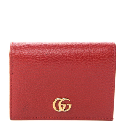 Gucci Pebbled Calfskin GG Marmont Card Case Hibiscus Red 1 of 5