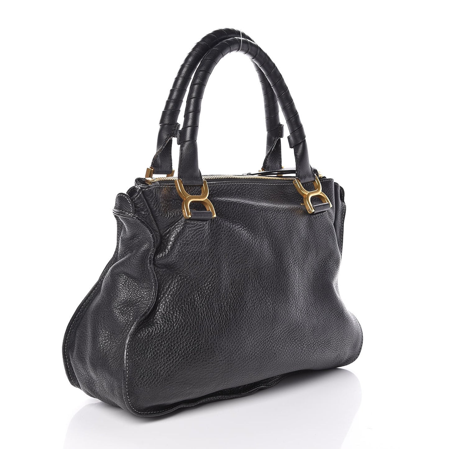 Calfskin Large Marcie Satchel Black