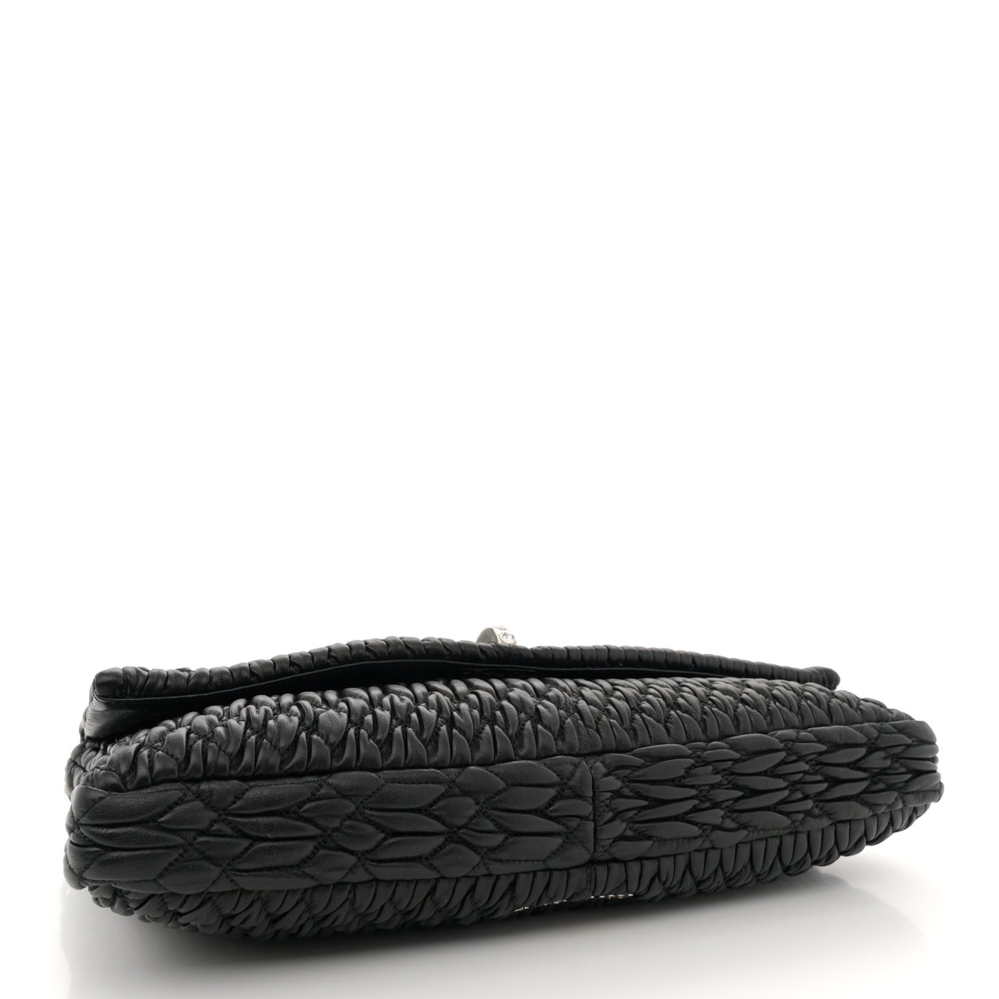 Nappa Matelasse Crystal Flap Clutch Black