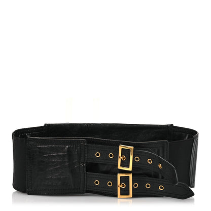 Christian Dior Crinkled Lambskin 135mm Saddle Belt S/M Black 2 of 9