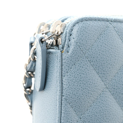 Chanel Grained Calfskin Quilted CC Box Clutch With Chain Blue 13 of 14
