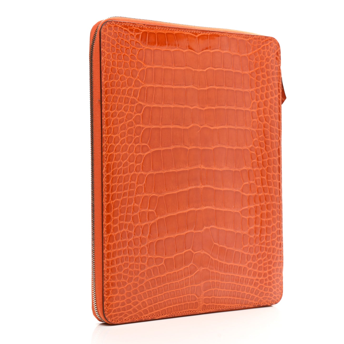 Shiny Alligator Globe Trotter Zip Agenda GM Orange