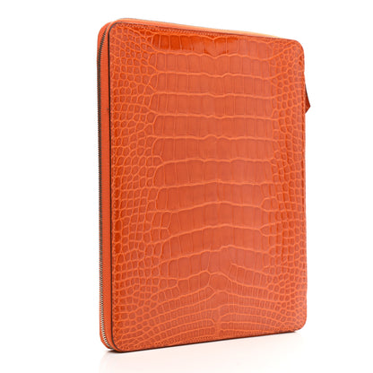 Hermes Shiny Alligator Globe Trotter Zip Agenda GM Orange 3 of 8