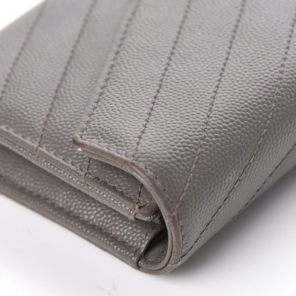 Saint Laurent Grain De Poudre Matelasse Chevron Monogram Flap Wallet Fog 11 of 11