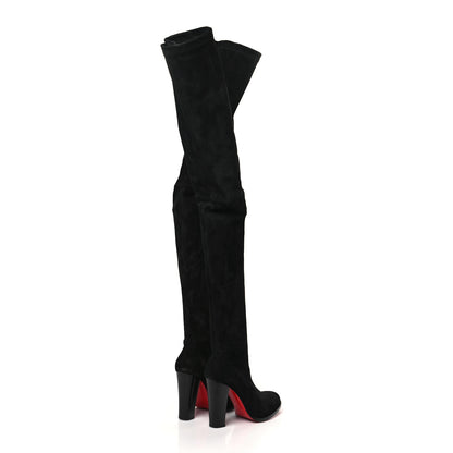 Christian Louboutin Veau Velours Verusch 100 Over The Knee Boots 38.5 Black 4 of 7