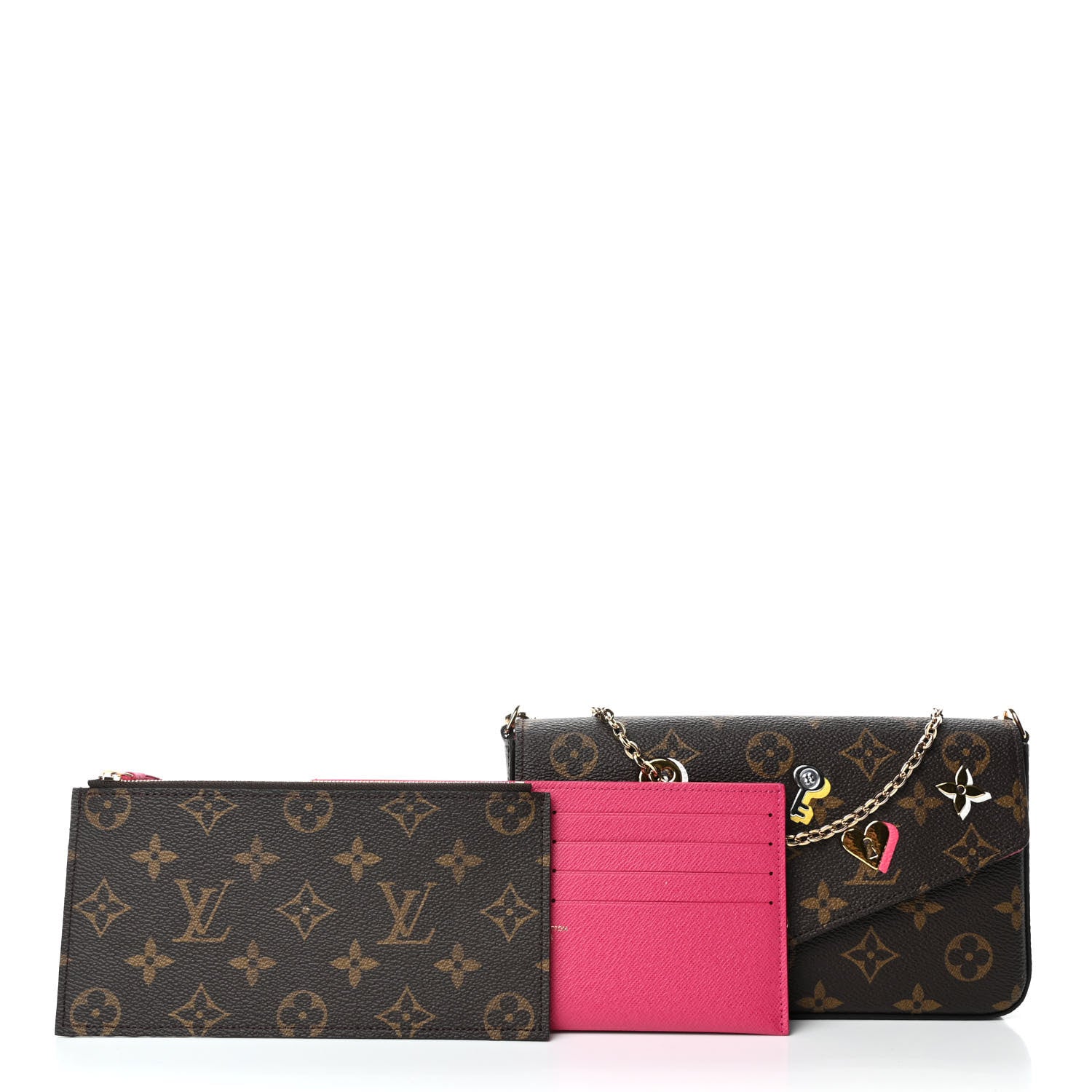 Louis Vuitton Monogram LV Love Lock Pochette Felicie Chain Wallet 2 of 5