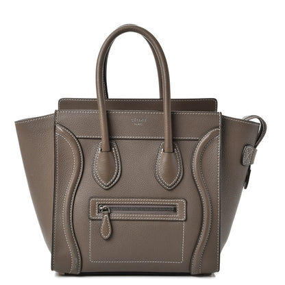 Celine Drummed Calfskin Micro Luggage Souris 1 of 10