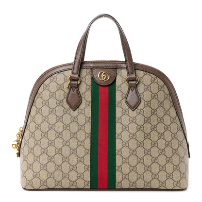 Gucci GG Supreme Monogram Web Medium Ophidia Top Handle Dome Bag Brown 1 of 12