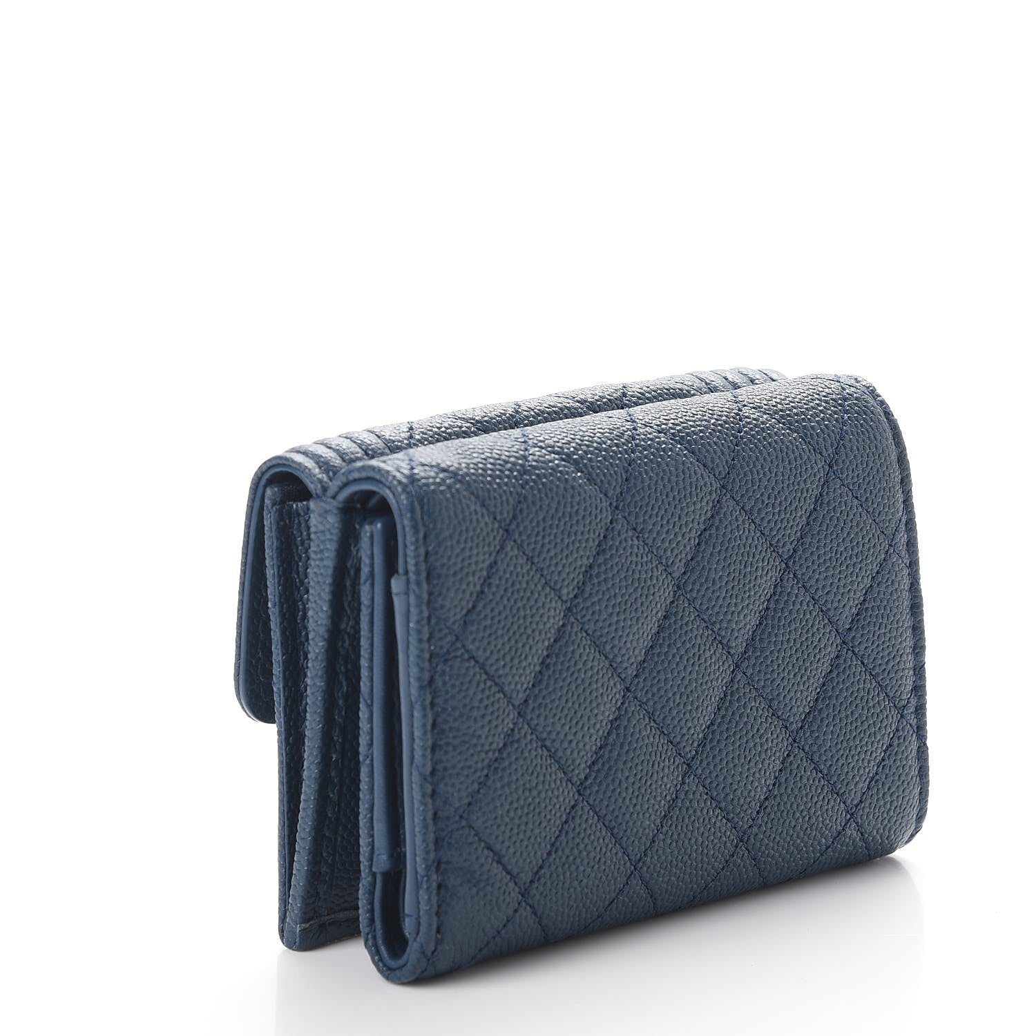 Chanel Grained Goatskin Quilted Small Boy Flap Wallet Dark Blue 3 of 9