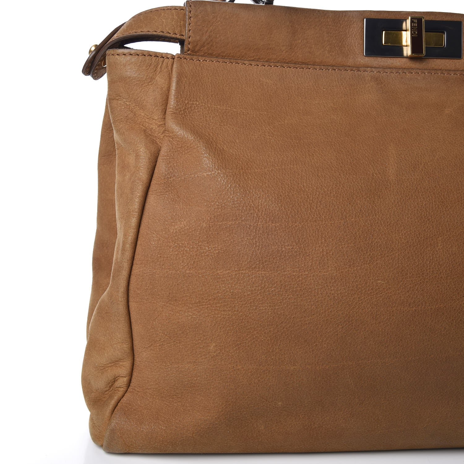 Fendi Nubuck Ayers Large Peekaboo Iconic Satchel Tan 14 of 16