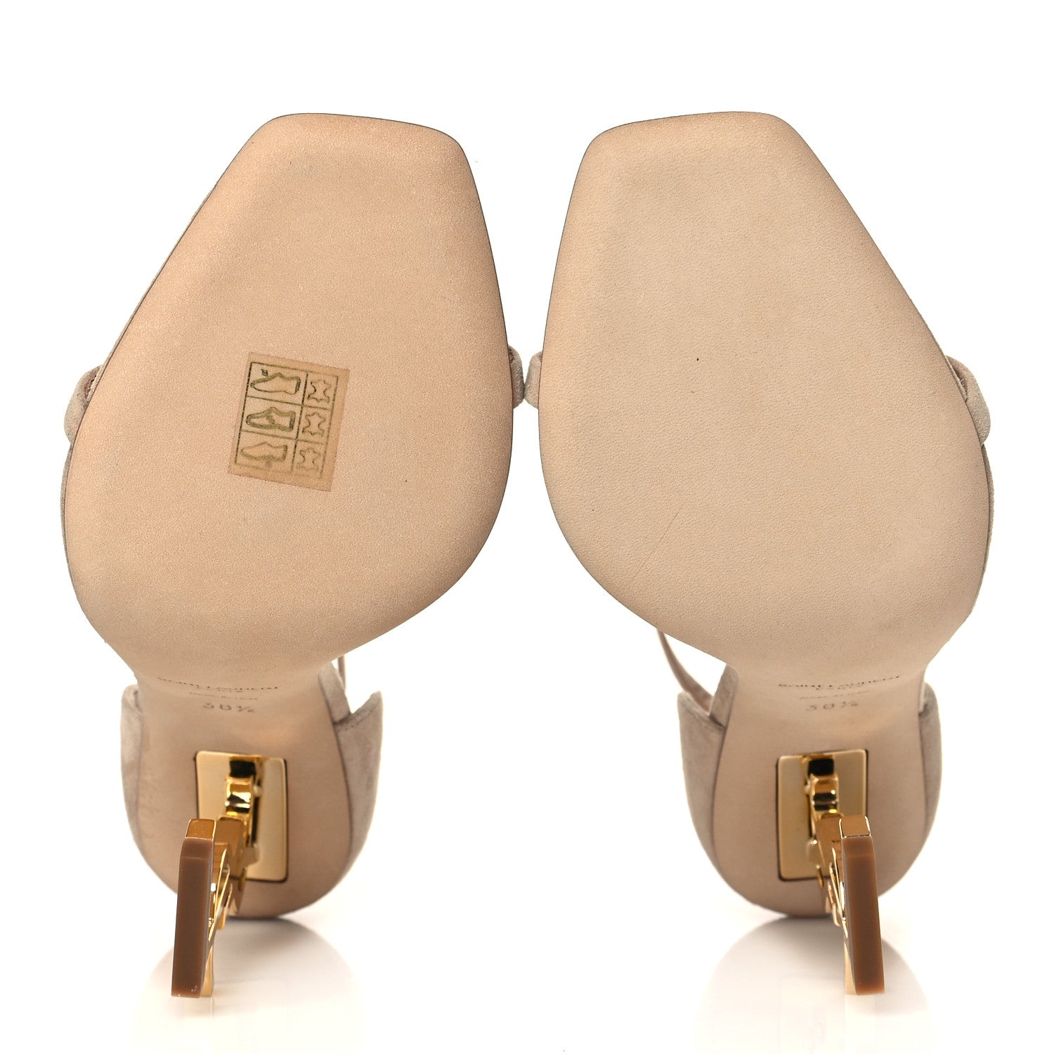 Saint Laurent Suede Calfskin Opyum 110 Sandals 38.5 Cachemere Pale Gold 6 of 11