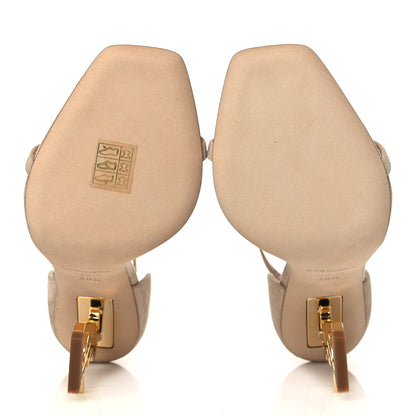 Saint Laurent Suede Calfskin Opyum 110 Sandals 38.5 Cachemere Pale Gold 6 of 11
