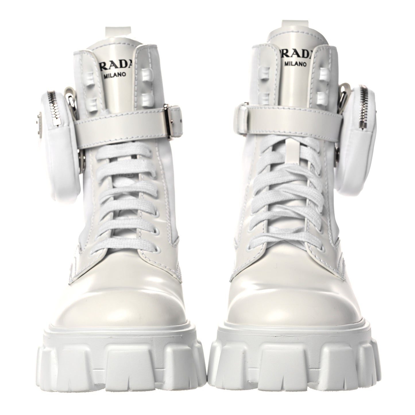 Spazzolato Rois Re-Nylon Metal Triangle Logo Mens Monolith Pouch Pocket 60mm Combat Boots 8 White
