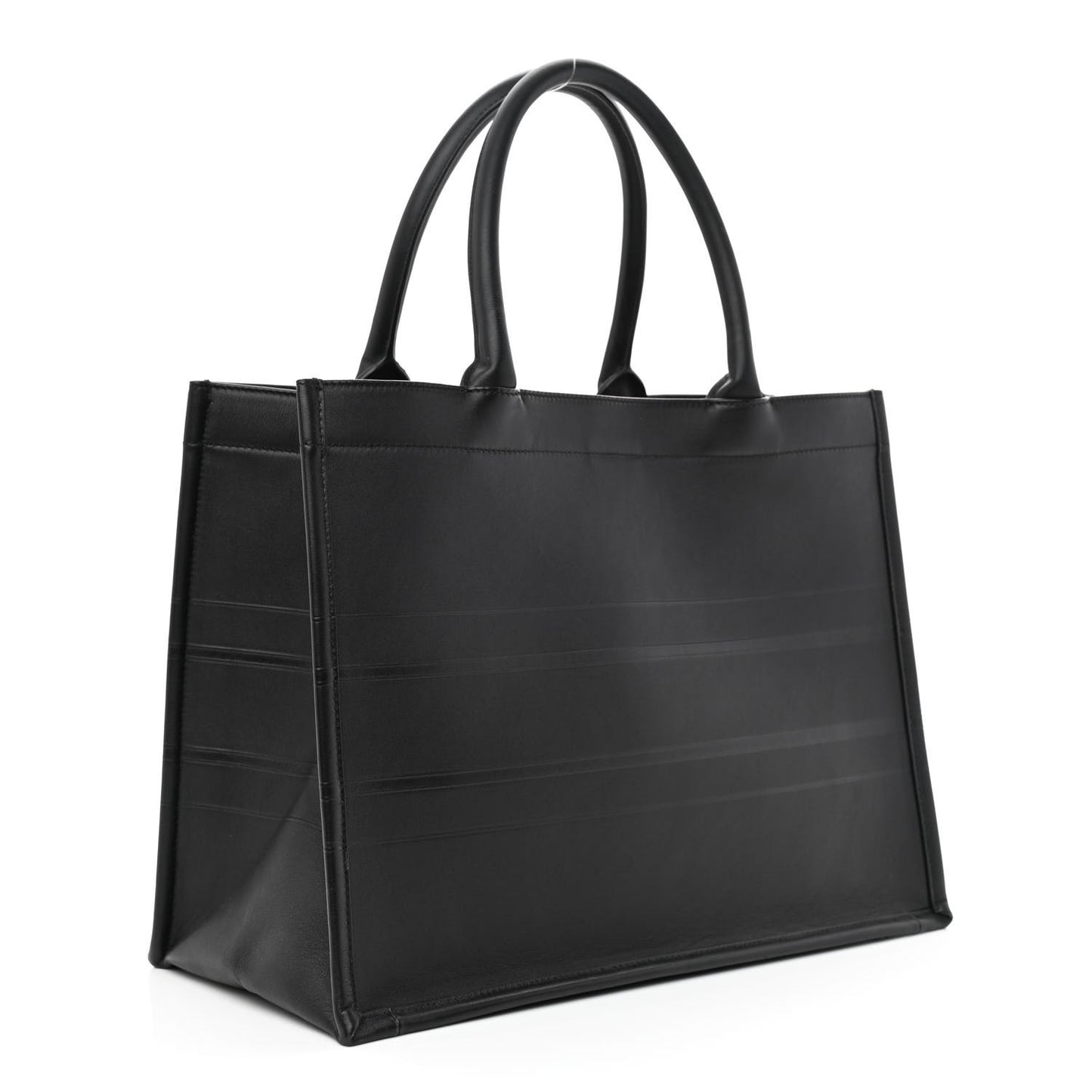 Calfskin Embossed Medium Book Tote Black