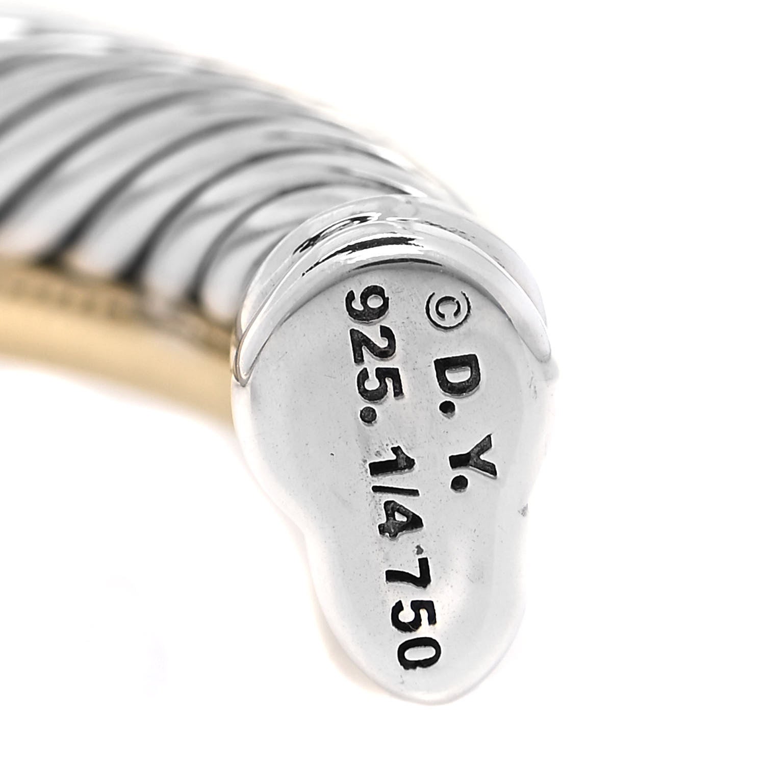 David Yurman Sterling Silver 18K Yellow Gold 5mm Crossover Cuff Bracelet 4 of 5
