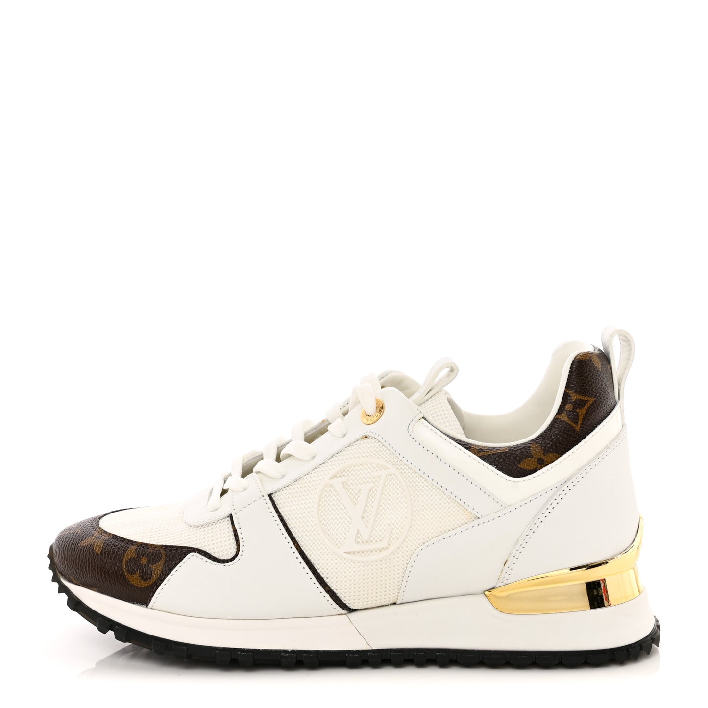 Calfskin Monogram Run Away Sneakers 37.5 White