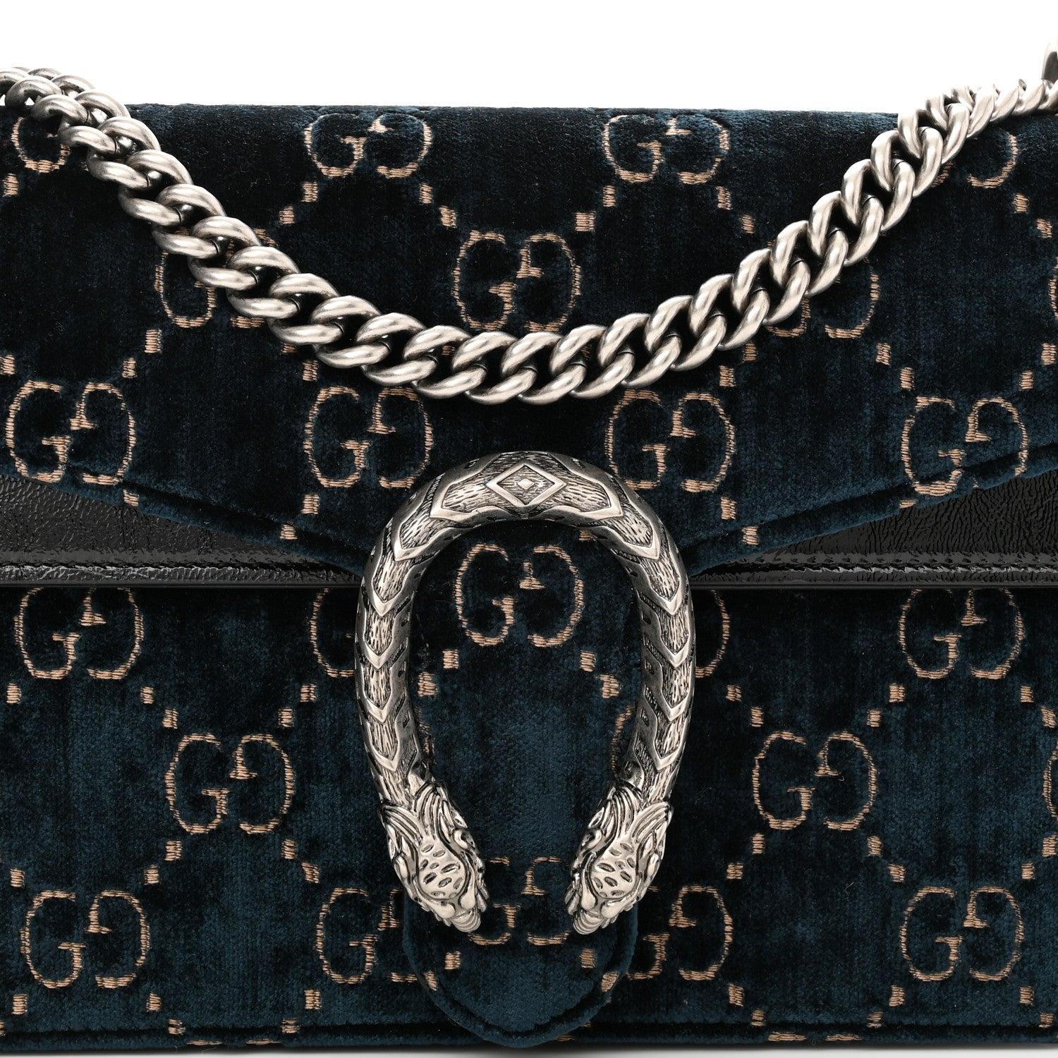 Gucci Velvet Skipper GG Monogram Small Dionysus Shoulder Bag Blue Beige Black 8 of 11