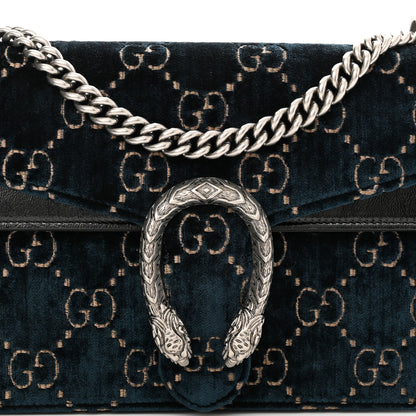 Gucci Velvet Skipper GG Monogram Small Dionysus Shoulder Bag Blue Beige Black 8 of 11