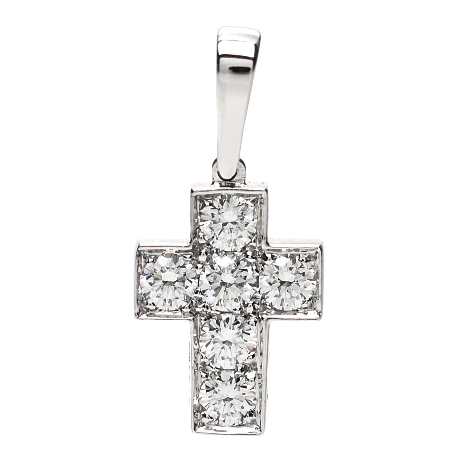 Cartier 18K White Gold Diamond .30ctw Cross Charm Pendant 1 of 7