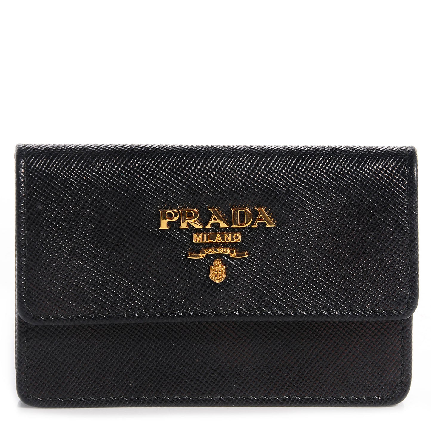 Saffiano Metal Flap Card Holder Black