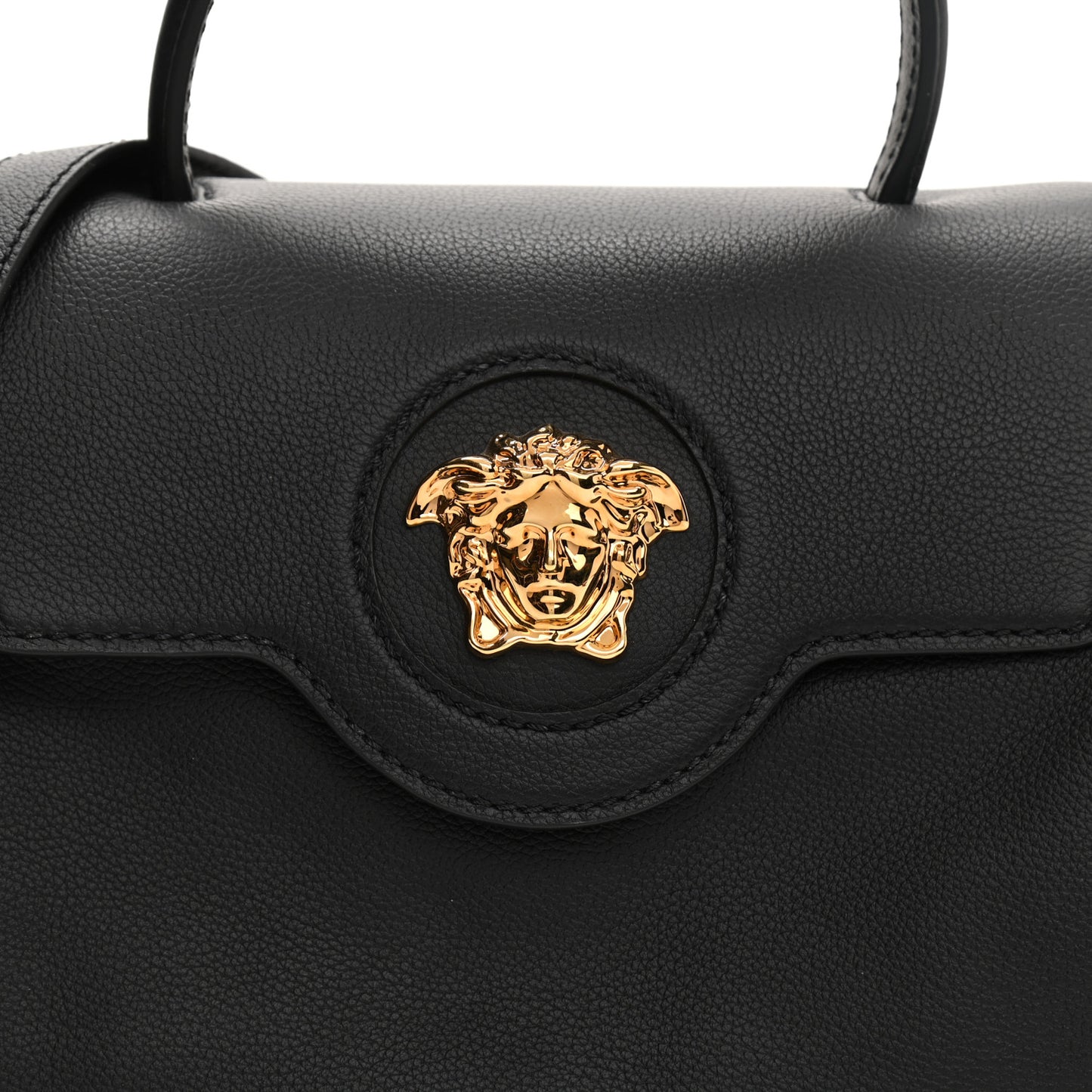 Calfskin Medium La Medusa Top Handle Handbag Black