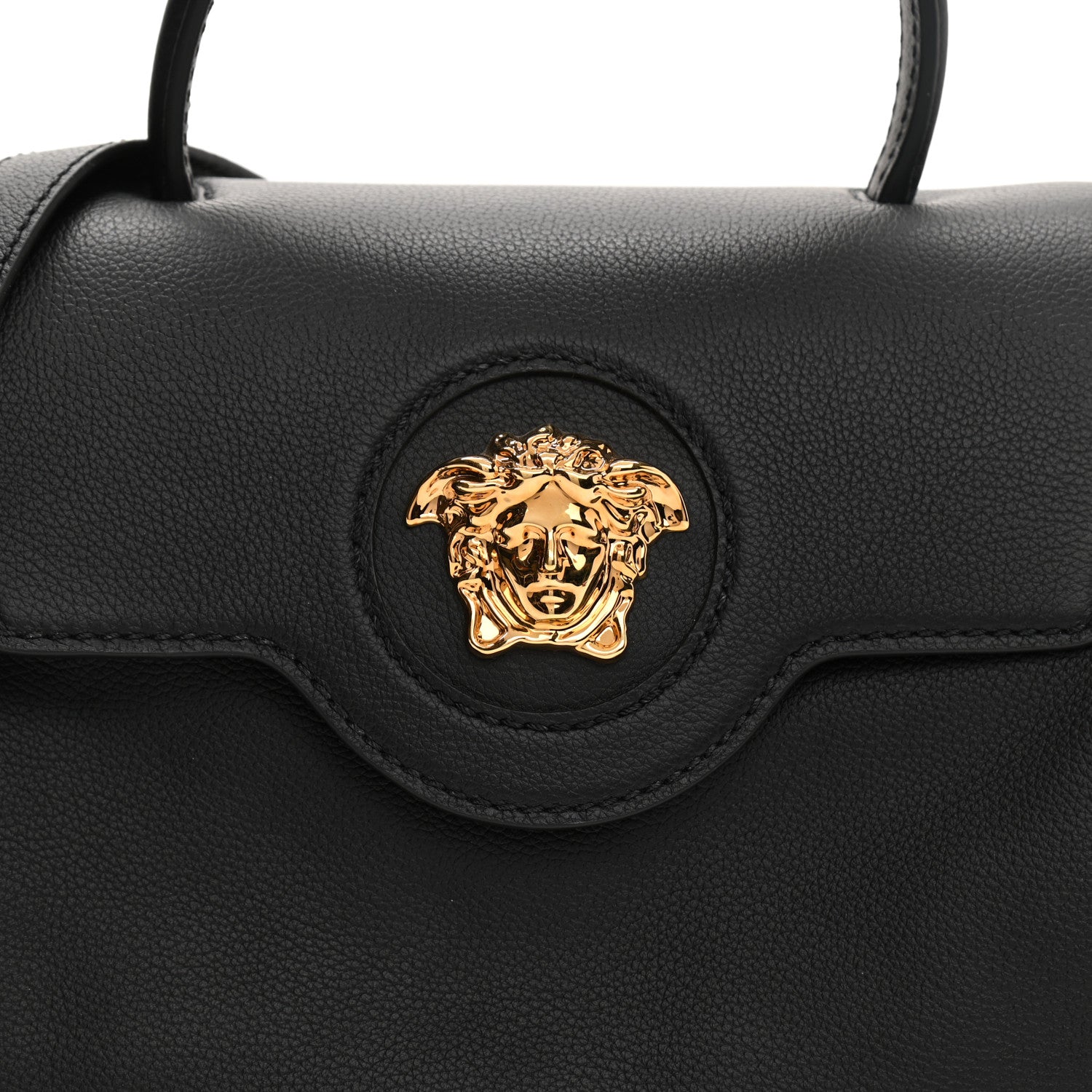 Versace Calfskin Medium La Medusa Top Handle Handbag Black 7 of 11