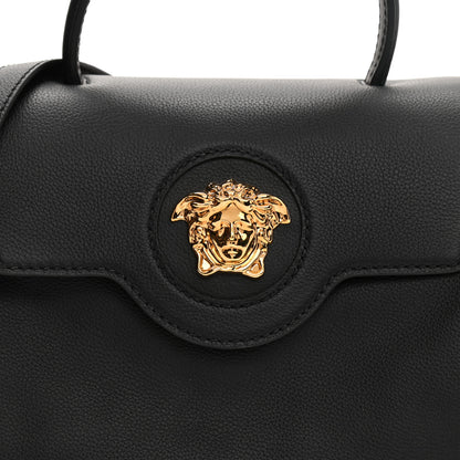 Versace Calfskin Medium La Medusa Top Handle Handbag Black 7 of 11