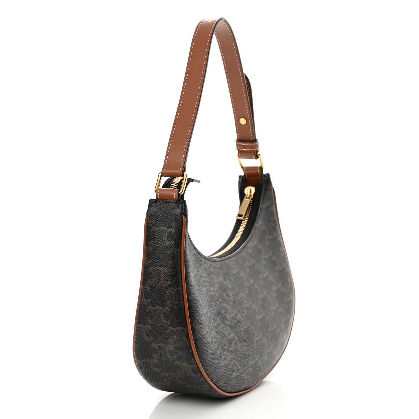 Triomphe Canvas Calfskin Ava Shoulder Bag Tan