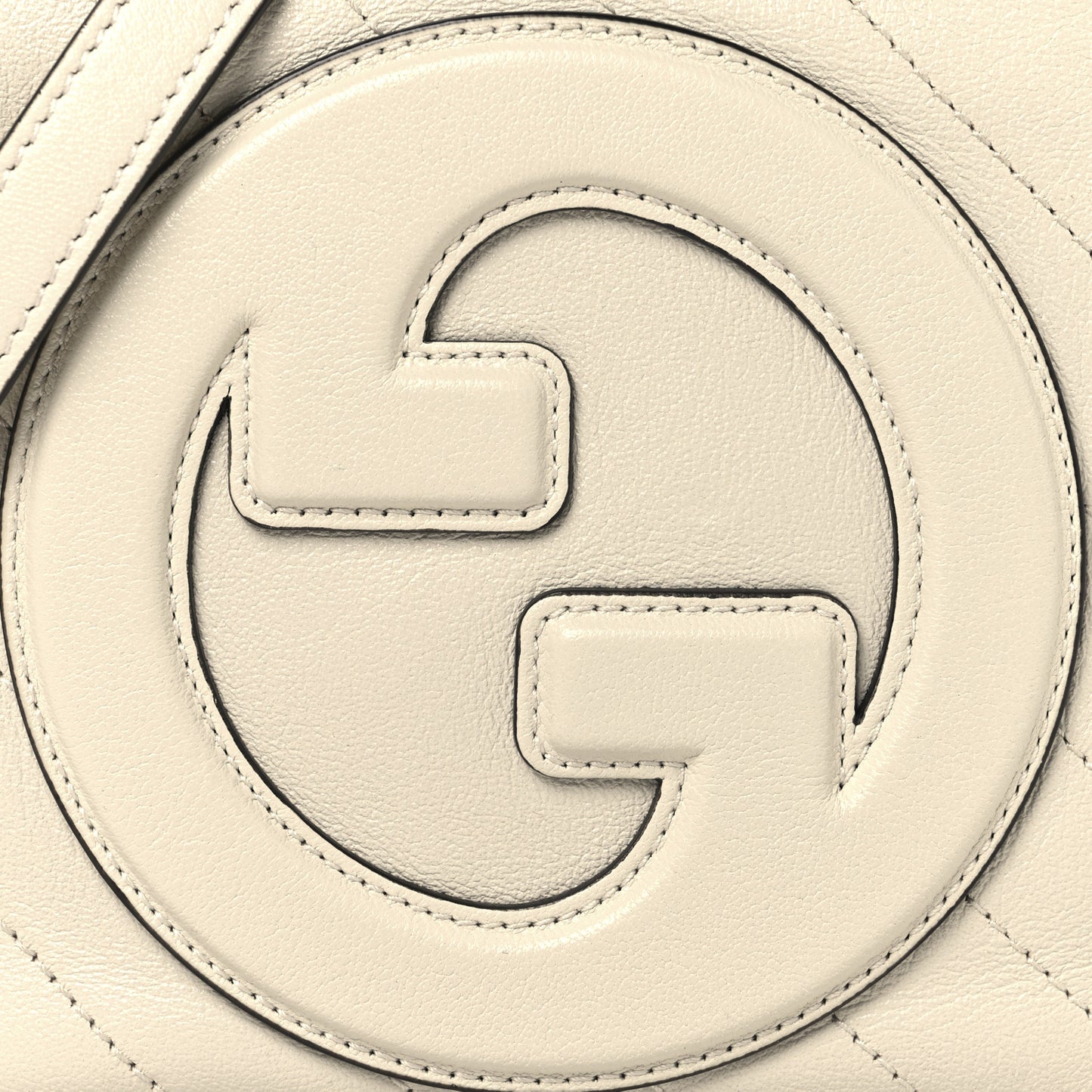 Sakai Be Green Calfskin Diagonal Stitched Blondie Top Handle Bag Mystic White