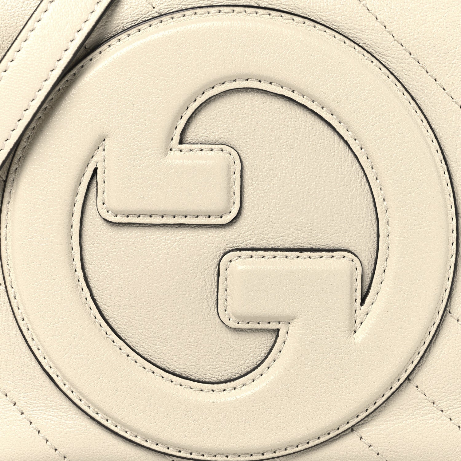 Gucci Sakai Be Green Calfskin Diagonal Stitched Blondie Top Handle Bag Mystic White 8 of 10